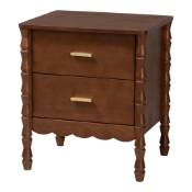 Baxton Studio Danette Bobbin Wood 2-Drawer Nightstand